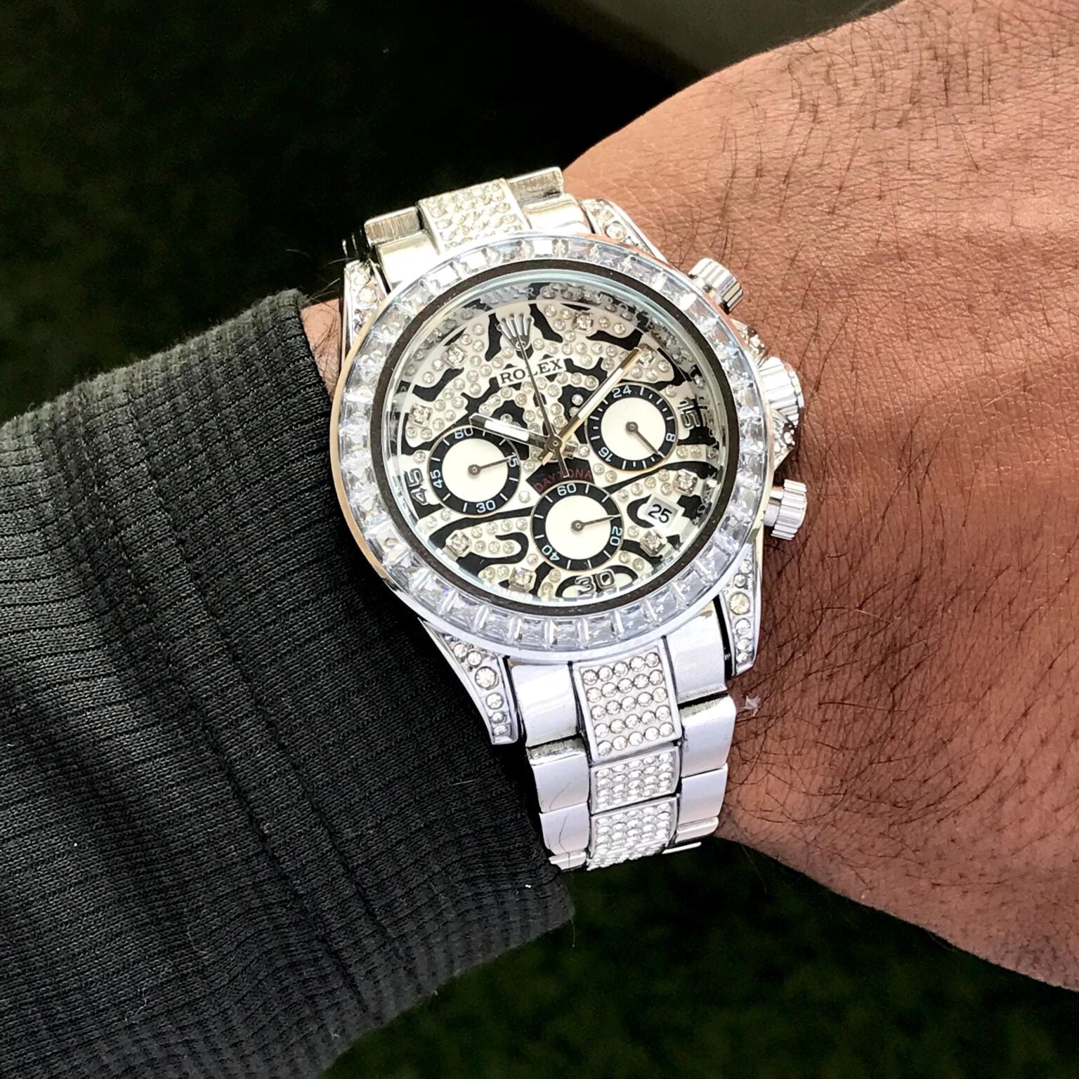 ROLEX TIGER CHRONOGRAPH WATCH CHAIN BELT(SILVER)