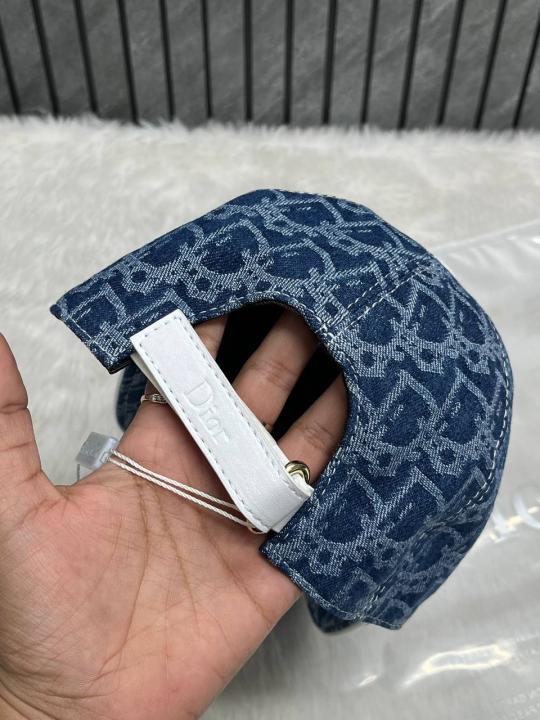Christian Dior All Denim Monogram Premium Unisex Cap With Brand Polly Bag