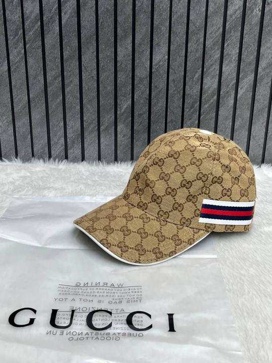 Gucci GG Monogram Red And Blue Stripes Premium Baseball Hat With Brand Polly Bag