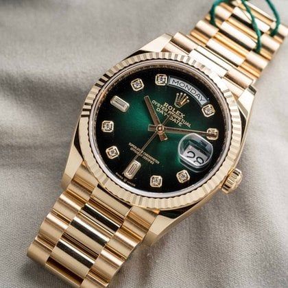 ROLEX DAY DATE GREEN GOLD DIAMOND (CELL MODEL)
