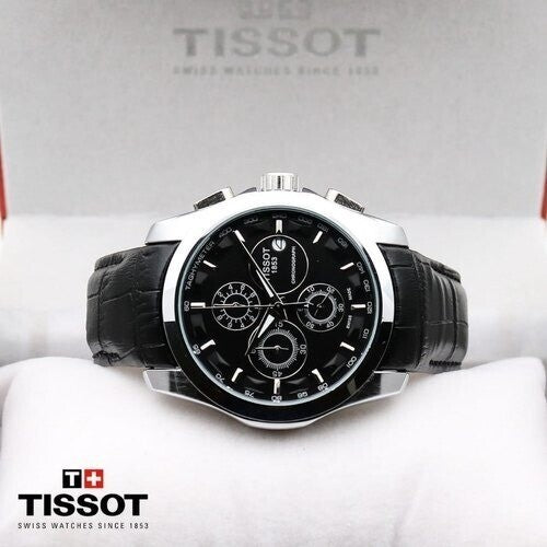 TISSOT 1853 CHRONOGRAPH LEATHER BELT (SILVER BLACK)