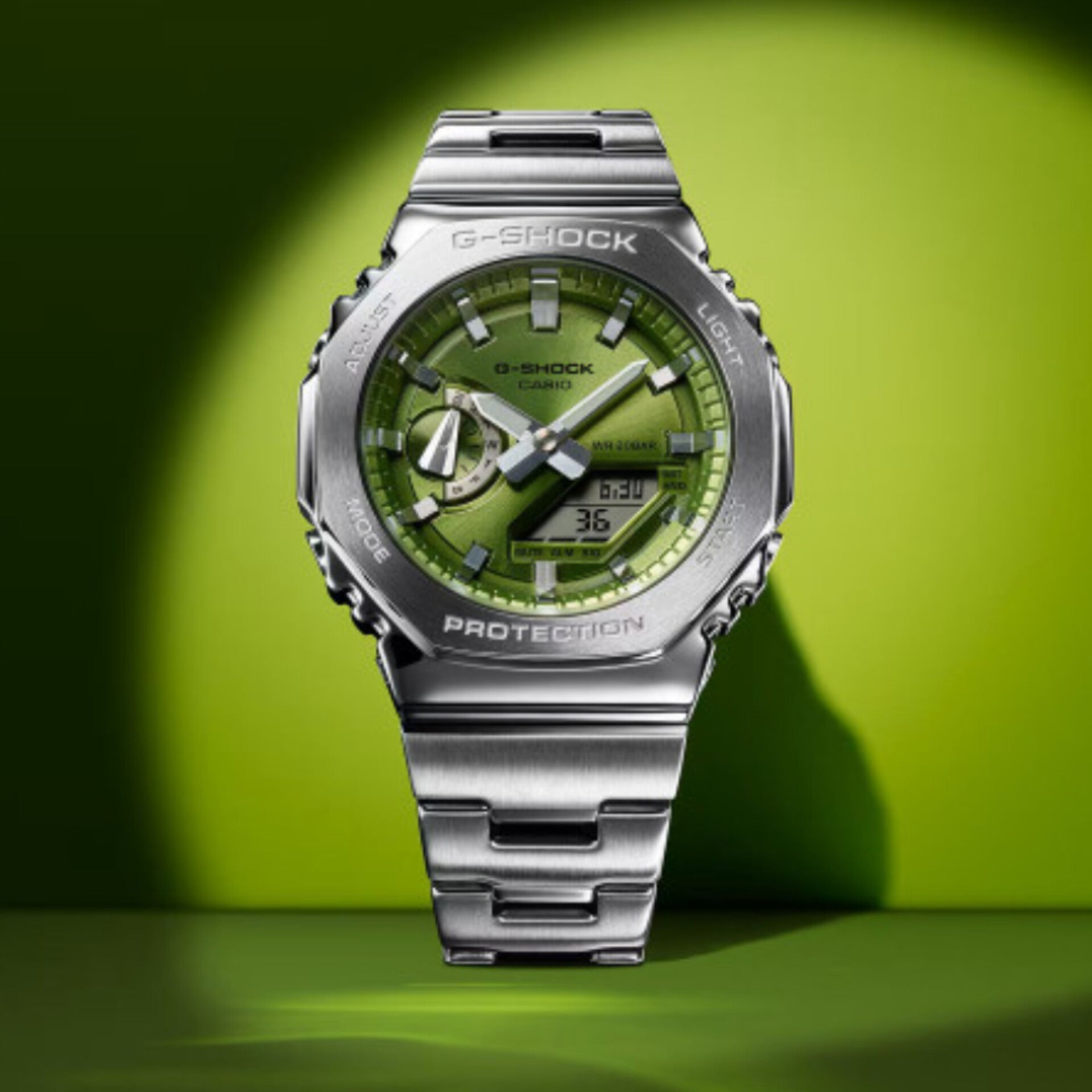G-SHOCK GM-2110D-3AER METAL WATCH (SILVER GREEN) WITH ORIGINAL METAL BOX