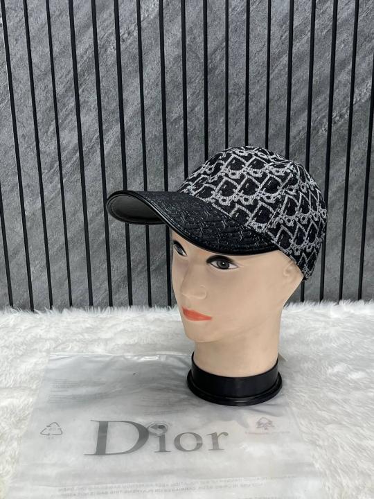 Christian Dior All Black Premium Monogram Unisex Cap With Brand Polly Bag