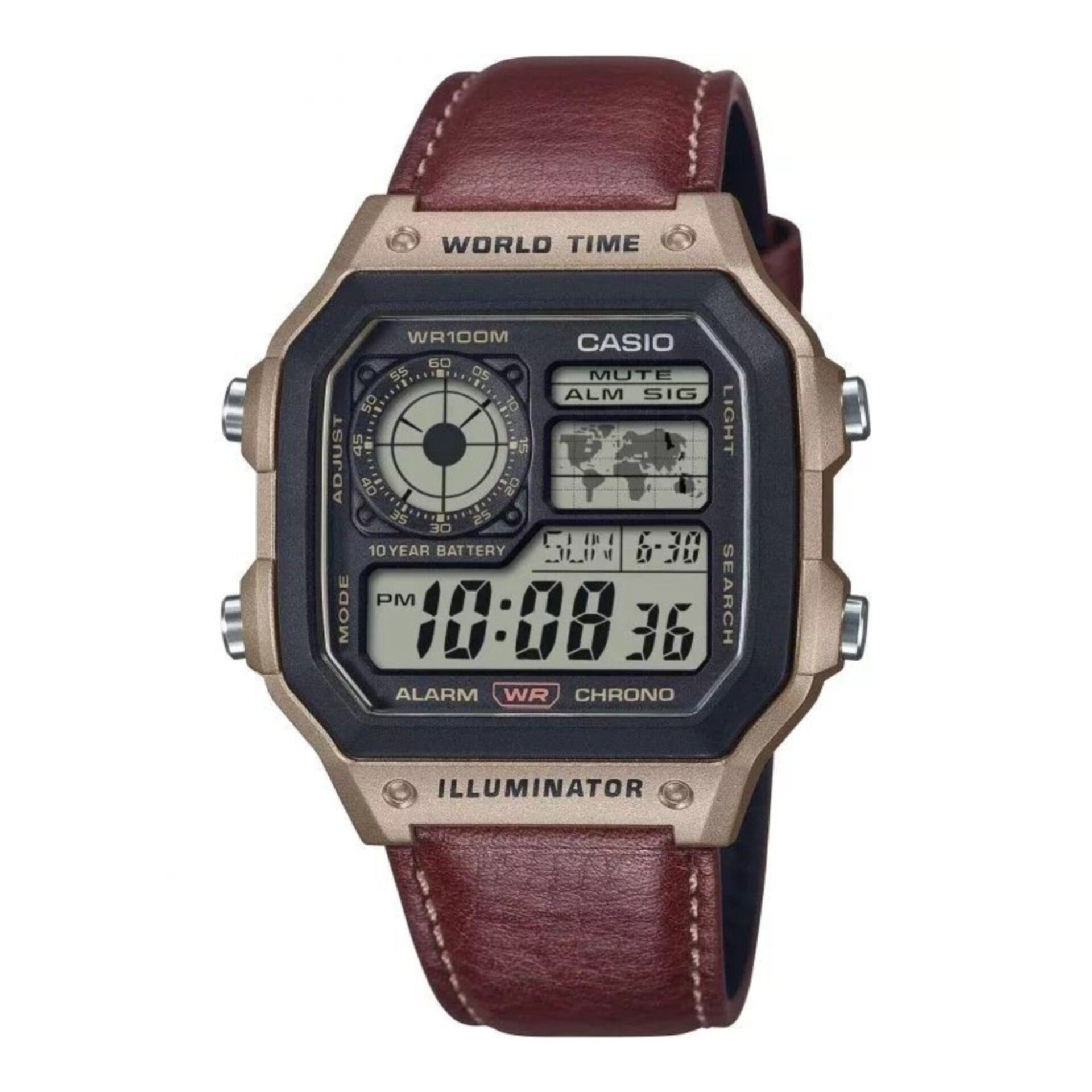 CASIO WATCH WITH LEATHER BELT (BROWN COPPER)