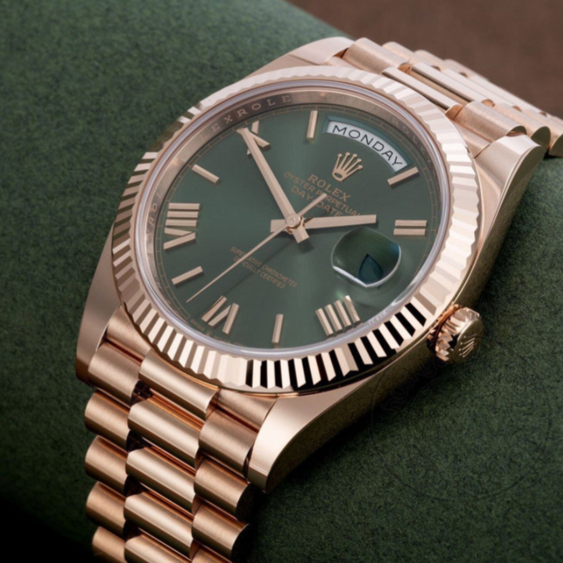 ROLEX DAY DATE GREEN ROSE GOLD (CELL MODEL)