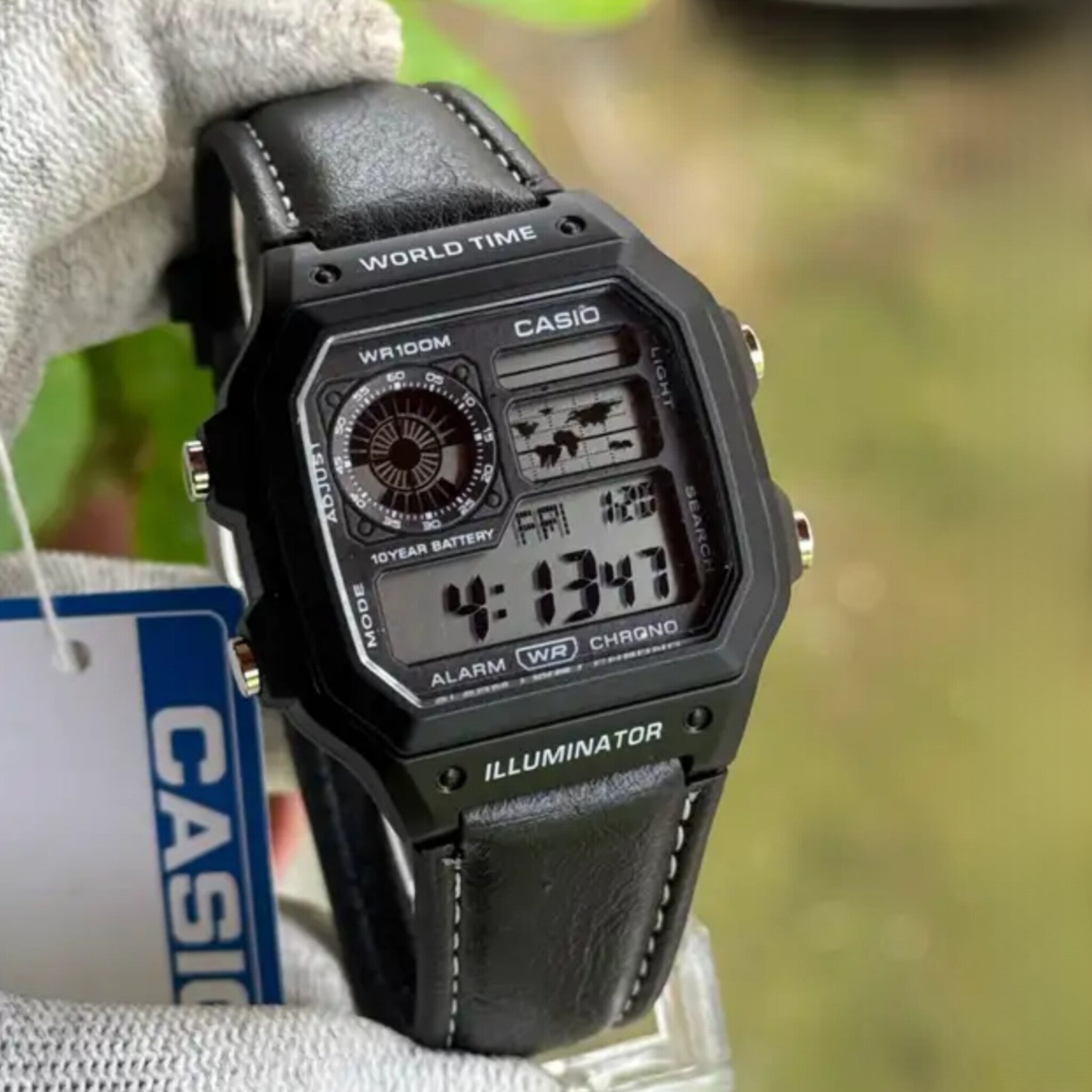 CASIO WATCH WITH LEATHER BELT (FULL BLACK)