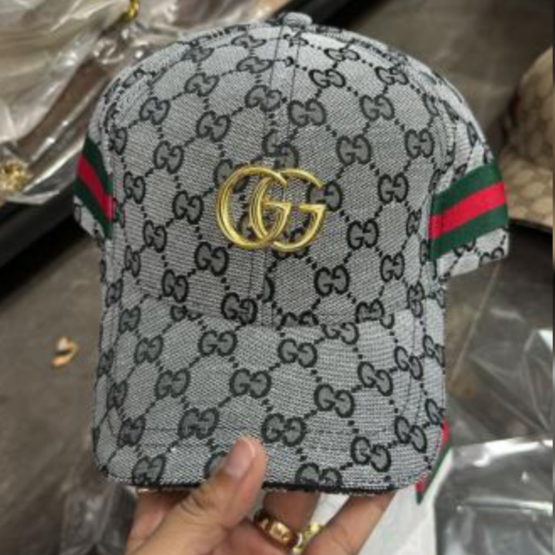 GUCCI GG Leather Monogram Premium Unisex Cap With Safety Box