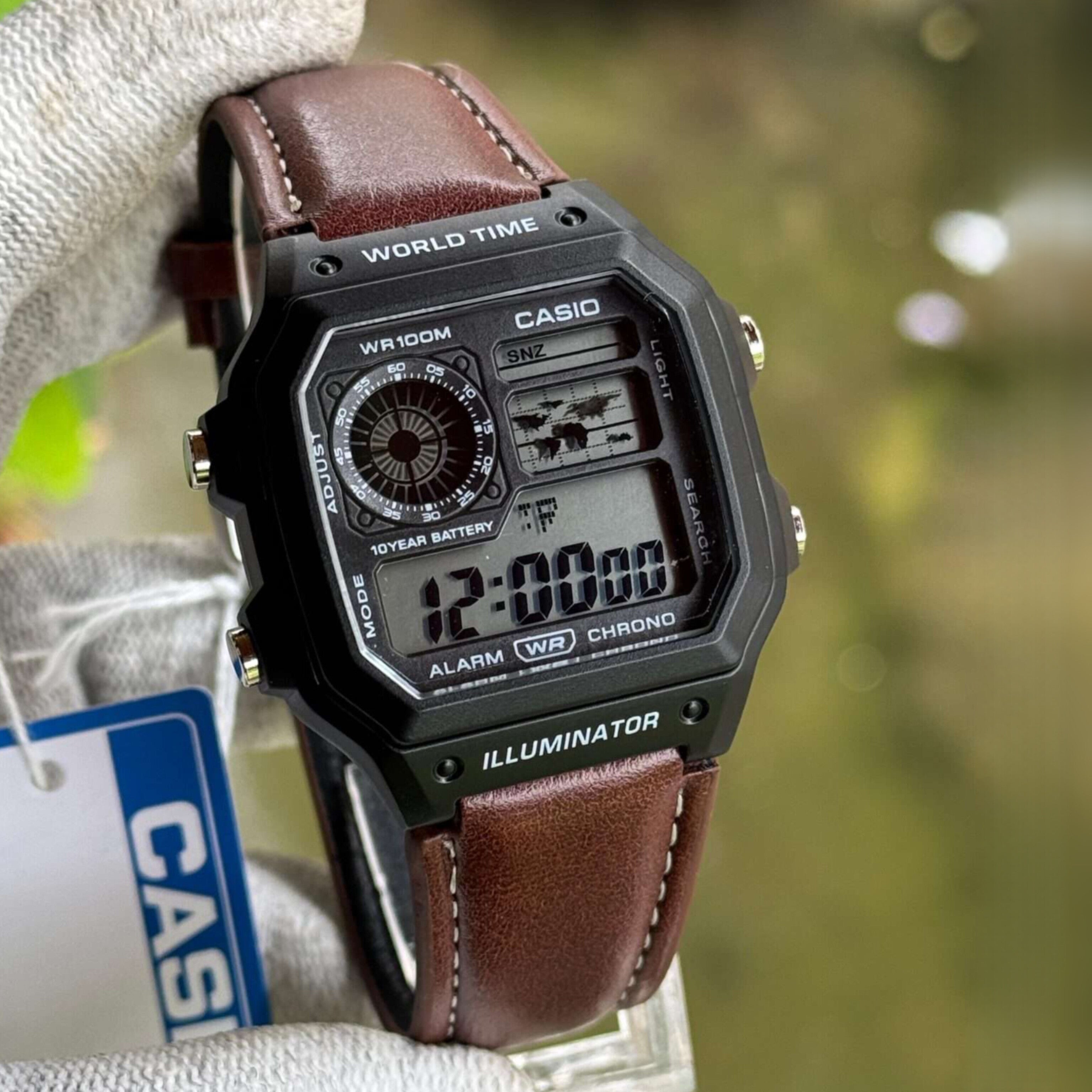 CASIO WATCH WITH LEATHER BELT (BROWN BLACK)