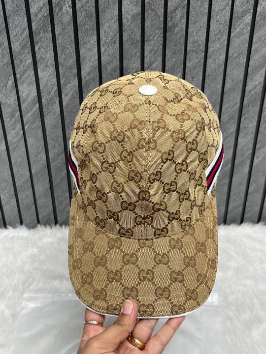 Gucci GG Monogram Red And Blue Stripes Premium Baseball Hat With Brand Polly Bag