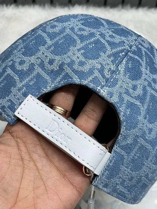 Christian Dior White Denim Canvas Premium Unisex Cap With Brand Polly Bag