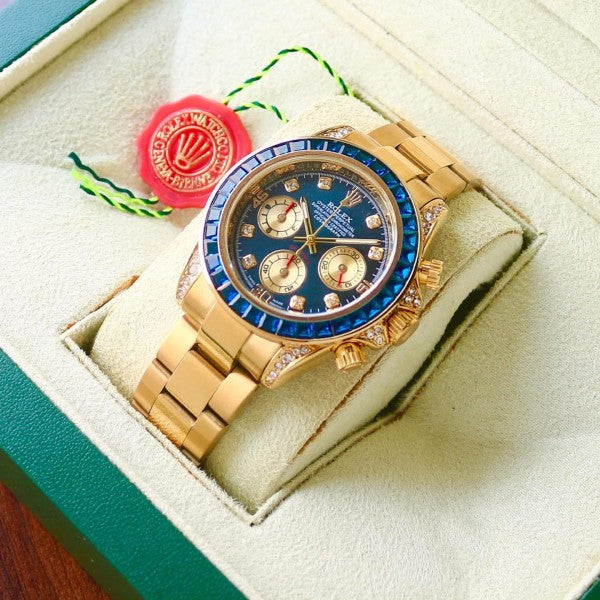 ROLEX RAINBOW CHRONOGRAPH WATCH (GOLD BLUE)