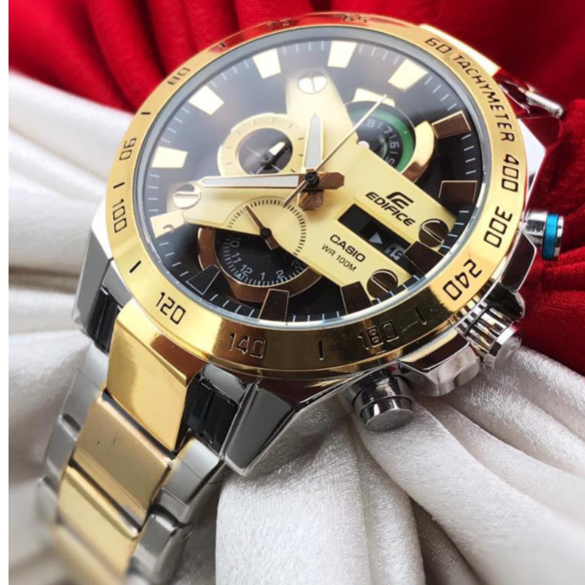 EDIFICE CASIO EFR-540 SILVER GOLD WATCH