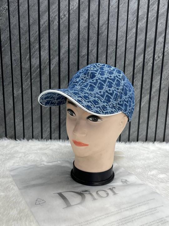 Christian Dior All Denim Monogram Premium Unisex Cap With Brand Polly Bag