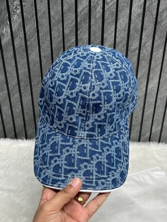 Christian Dior All Denim Monogram Premium Unisex Cap With Brand Polly Bag