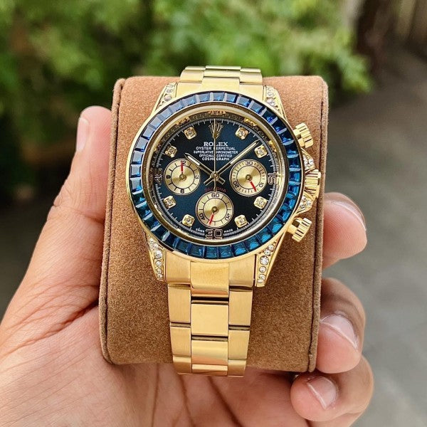 ROLEX RAINBOW CHRONOGRAPH WATCH (GOLD BLUE)
