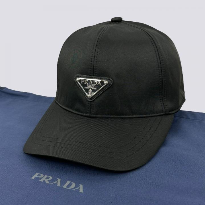 Prada Re Edition Nylon Black Front Logo Premium Unisex Cap (With Prada Polly Bag)