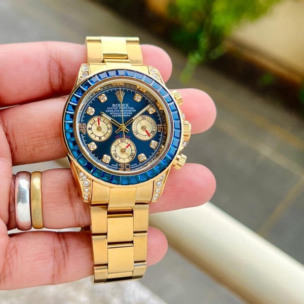 ROLEX RAINBOW CHRONOGRAPH WATCH (GOLD BLUE)