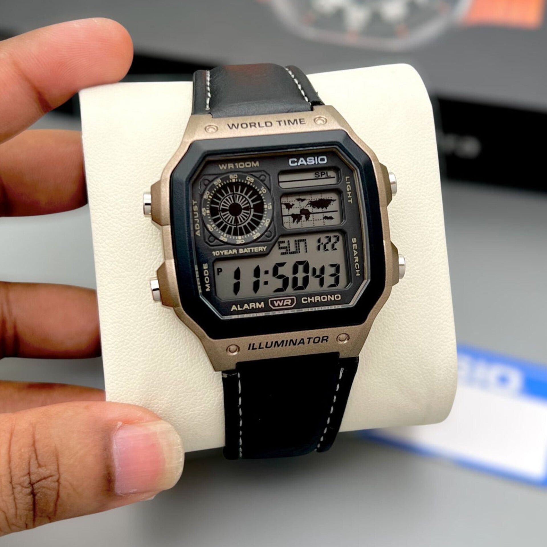 CASIO WATCH WITH LEATHER BELT (BLACK COPPER)