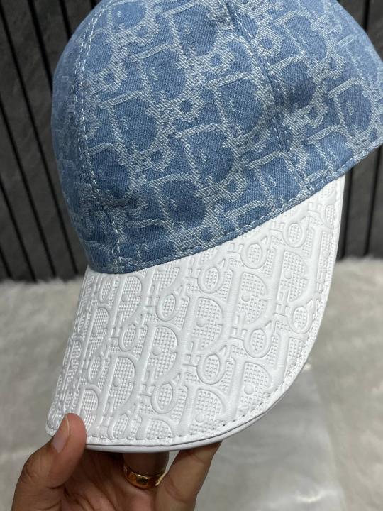 Christian Dior White Denim Canvas Premium Unisex Cap With Brand Polly Bag