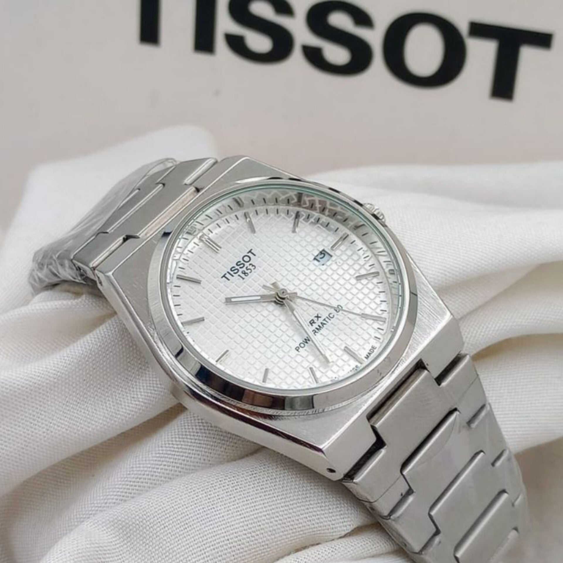 TISSOT PRX POWERMATIC WATCH (WHITE SILVER)