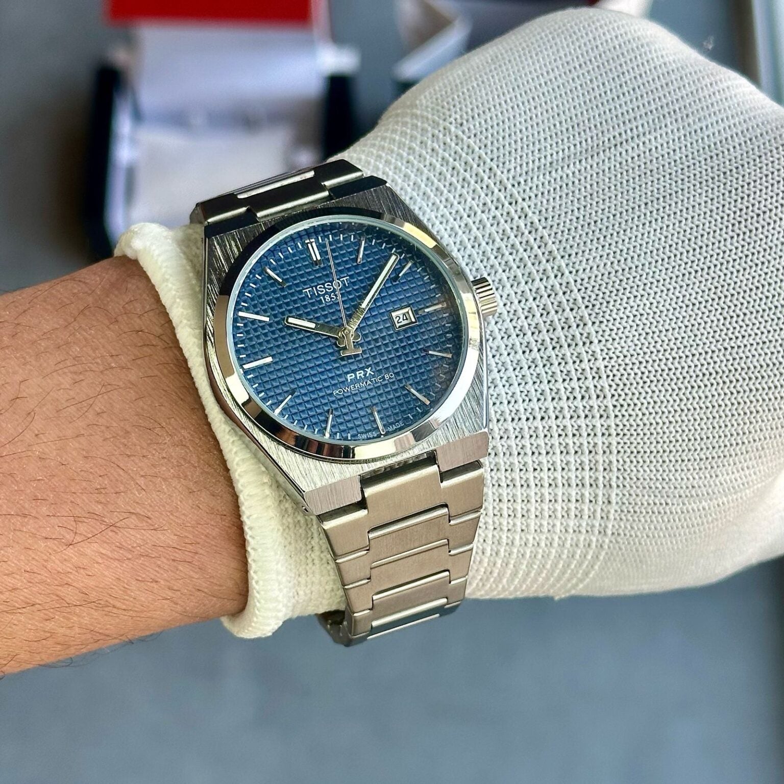 TISSOT PRX POWERMATIC WATCH (SILVER BLUE)