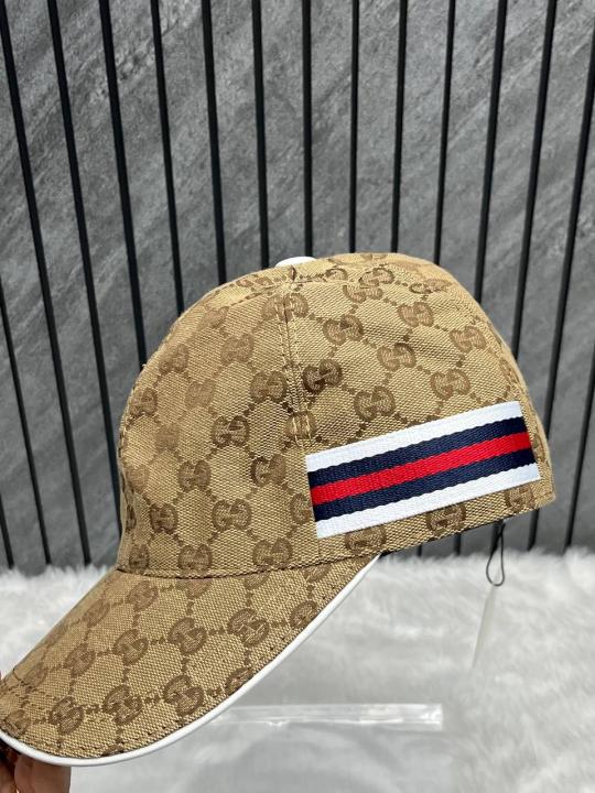 Gucci GG Monogram Red And Blue Stripes Premium Baseball Hat With Brand Polly Bag