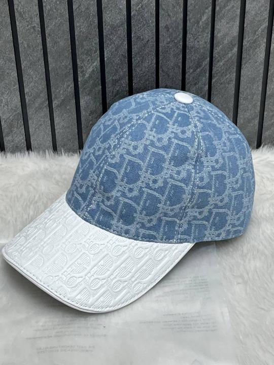 Christian Dior White Denim Canvas Premium Unisex Cap With Brand Polly Bag