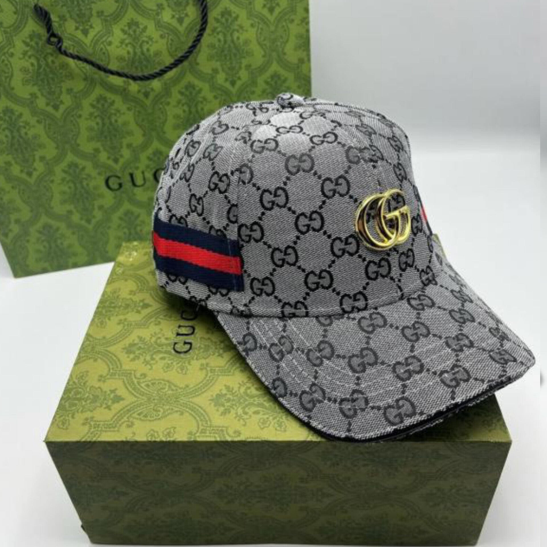 GUCCI GG Leather Monogram Premium Unisex Cap With Safety Box
