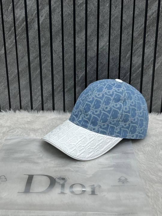 Christian Dior White Denim Canvas Premium Unisex Cap With Brand Polly Bag