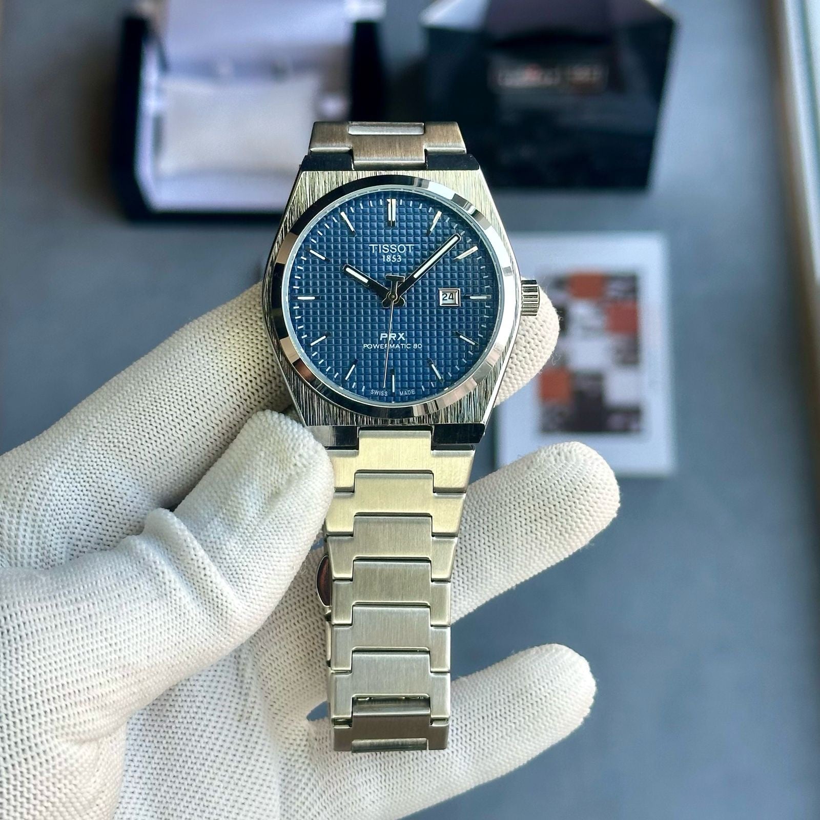 TISSOT PRX POWERMATIC WATCH (SILVER BLUE)