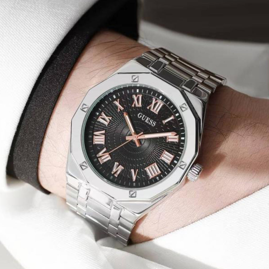 GUESS ANALOG WATCH (SILVER BLACK)