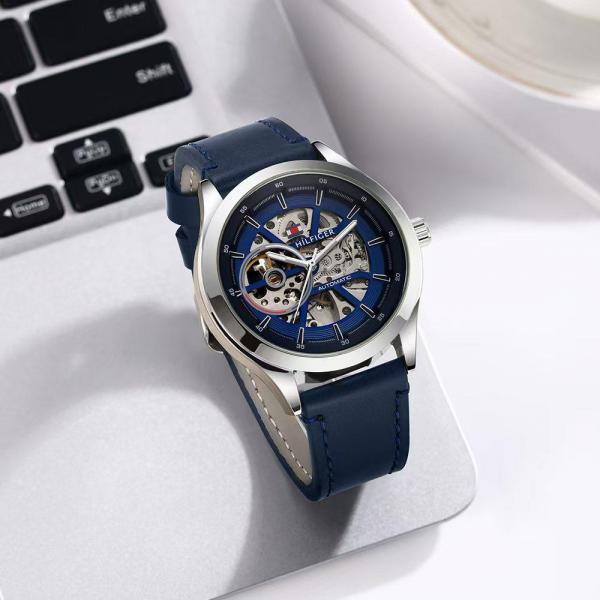 TOMMY HILFIGER SKELETON SILVER BLUE (AUTOMATIC)