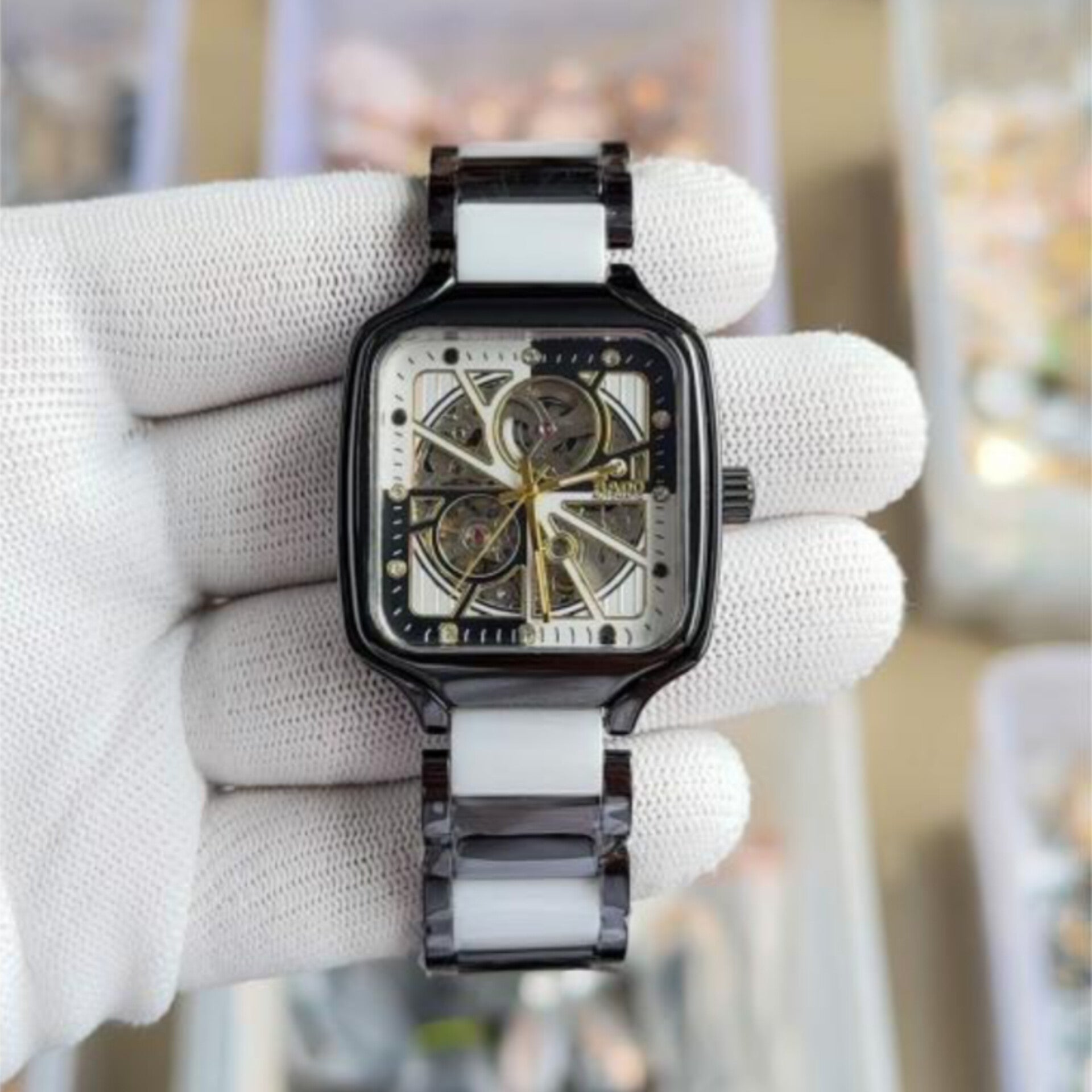 RADO TRUE SQUARE WHITE BLACK PURE CERAMIC (AUTOMATIC)