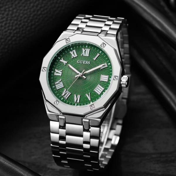 GUESS ANALOG WATCH (SILVER GREEN)