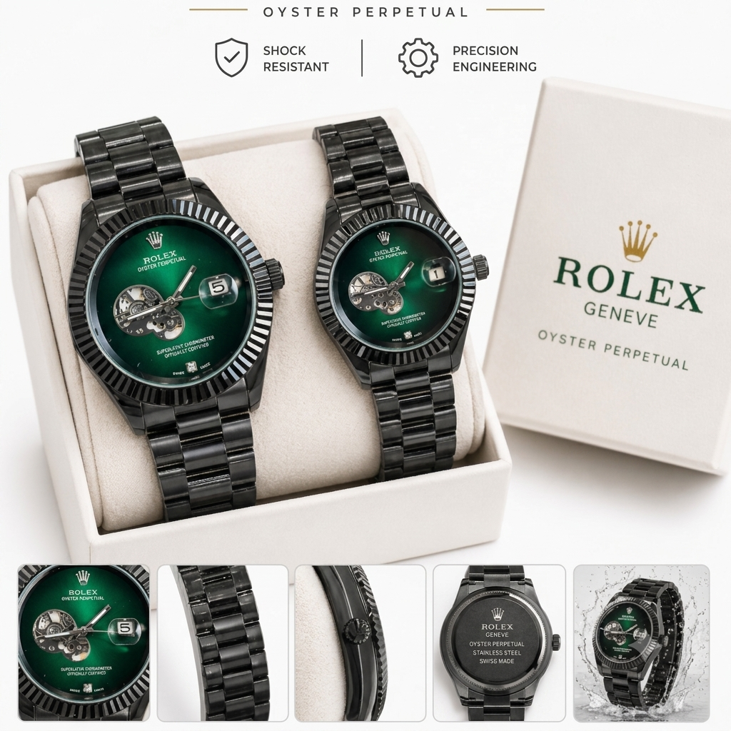 ROLEX DATE JUST BLACK (COUPLE WATCH)