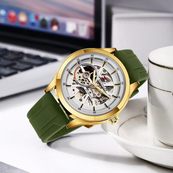 TOMMY HILFIGER SKELETON GREEN GOLD (AUTOMATIC)