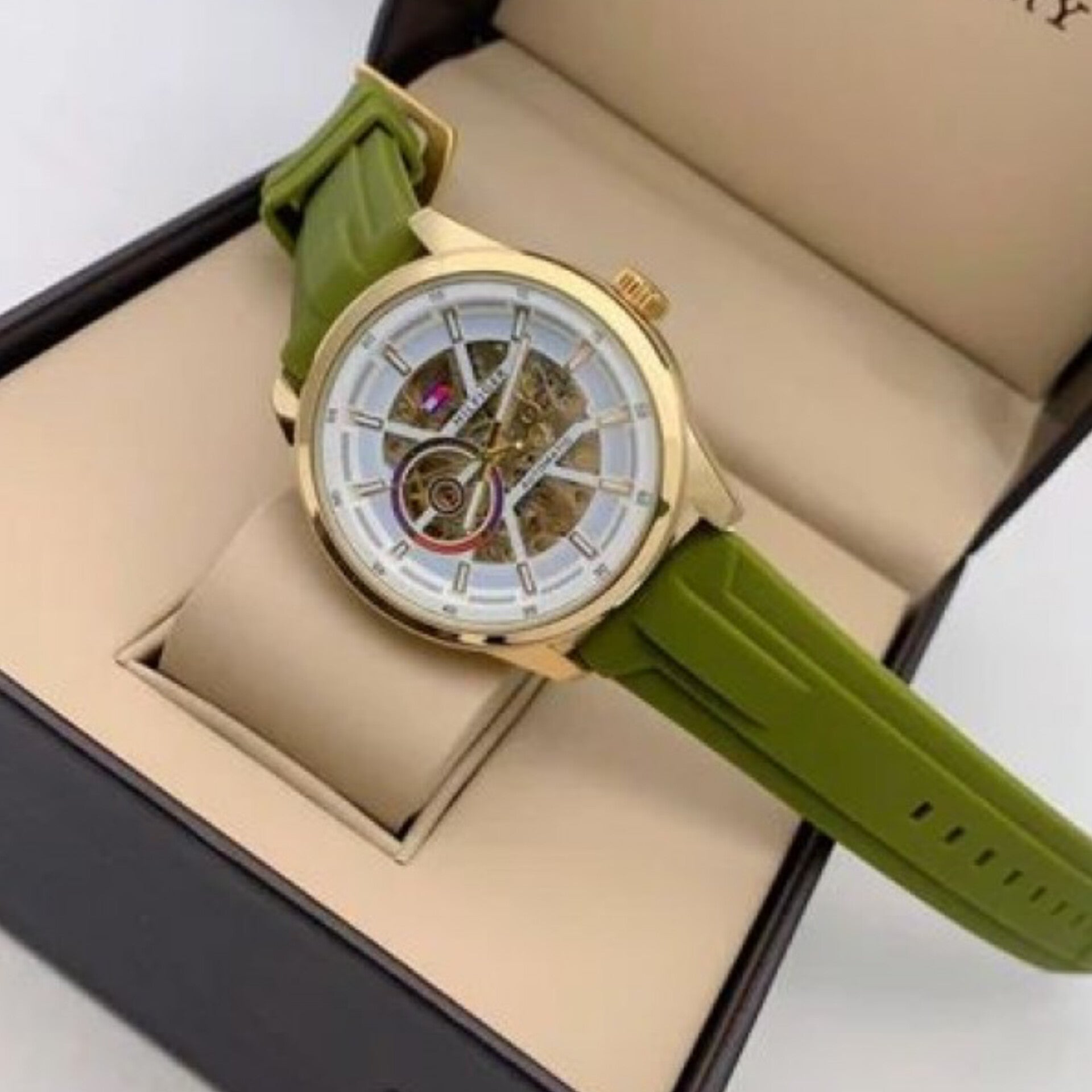 TOMMY HILFIGER SKELETON GREEN GOLD (AUTOMATIC)