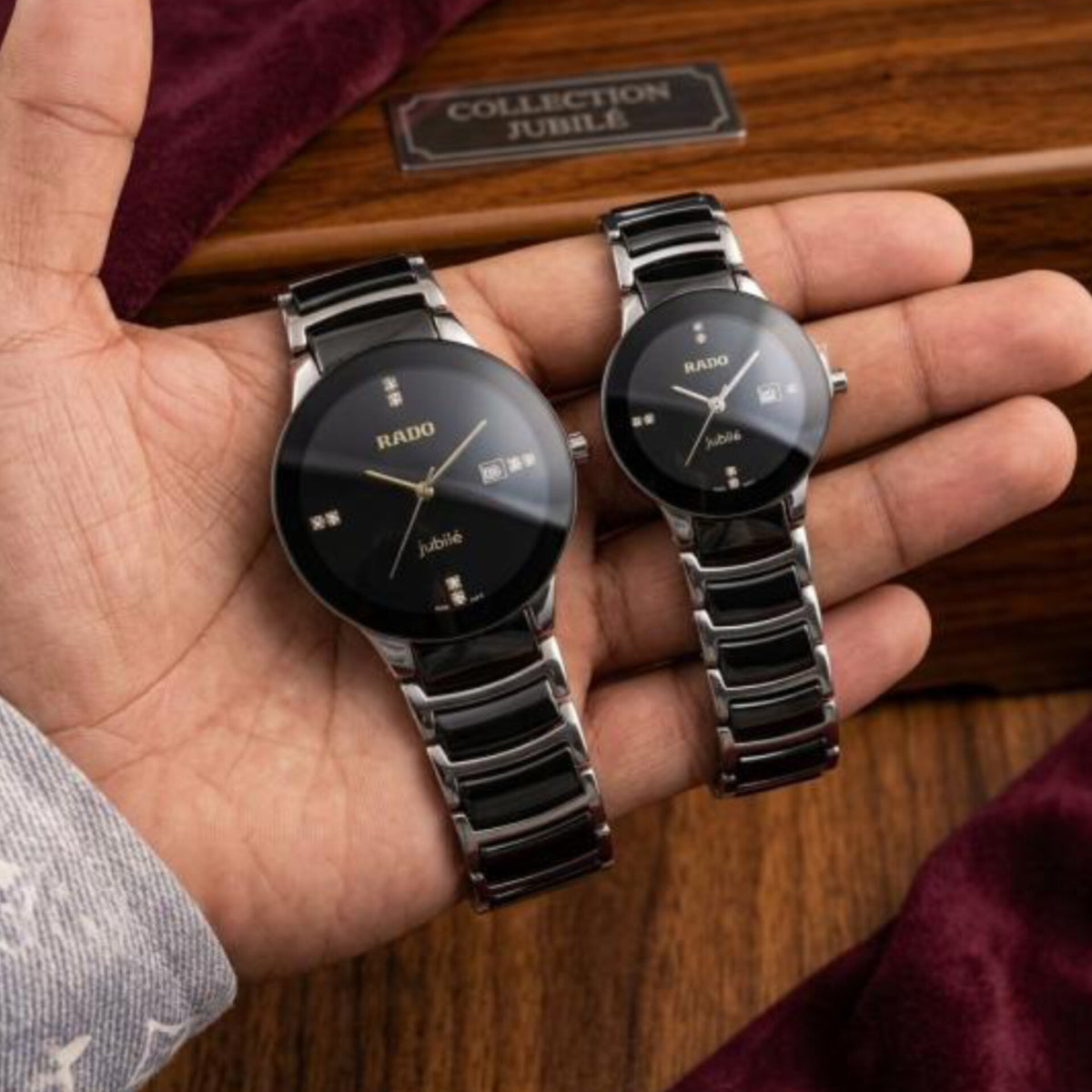 RADO JUBILE SILVER BLACK (COUPLE WATCH)
