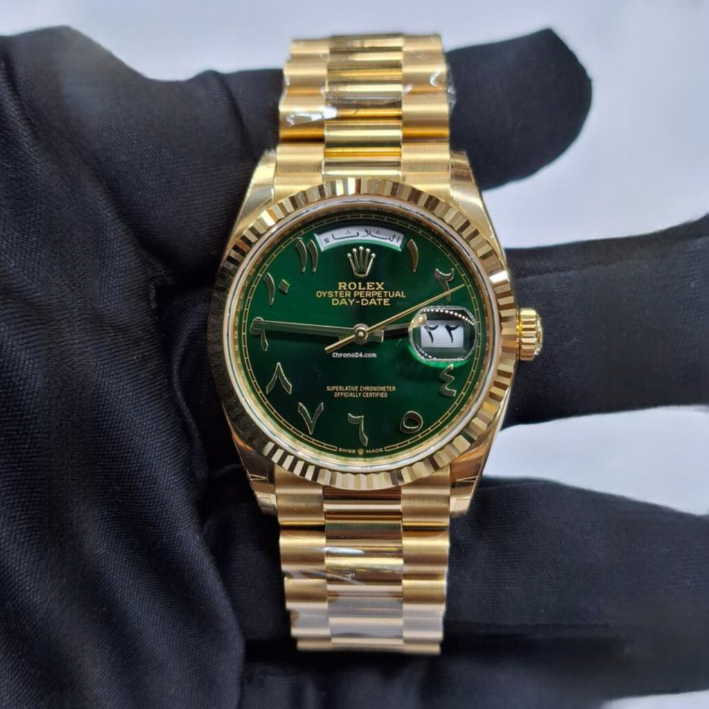 ROLEX DAY DATE GREEN GOLD ARABIC (CELL MODEL)