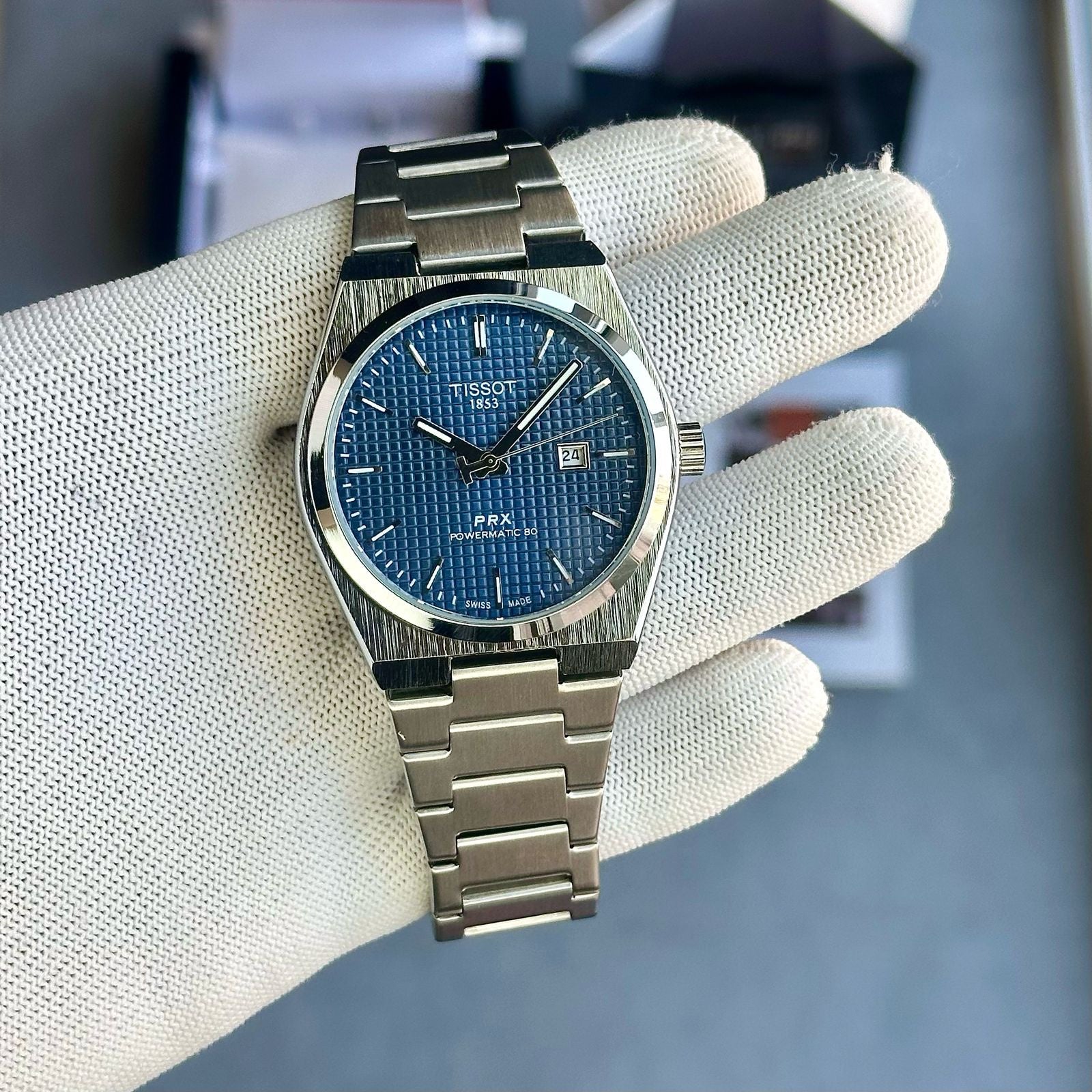 TISSOT PRX POWERMATIC WATCH (SILVER BLUE)