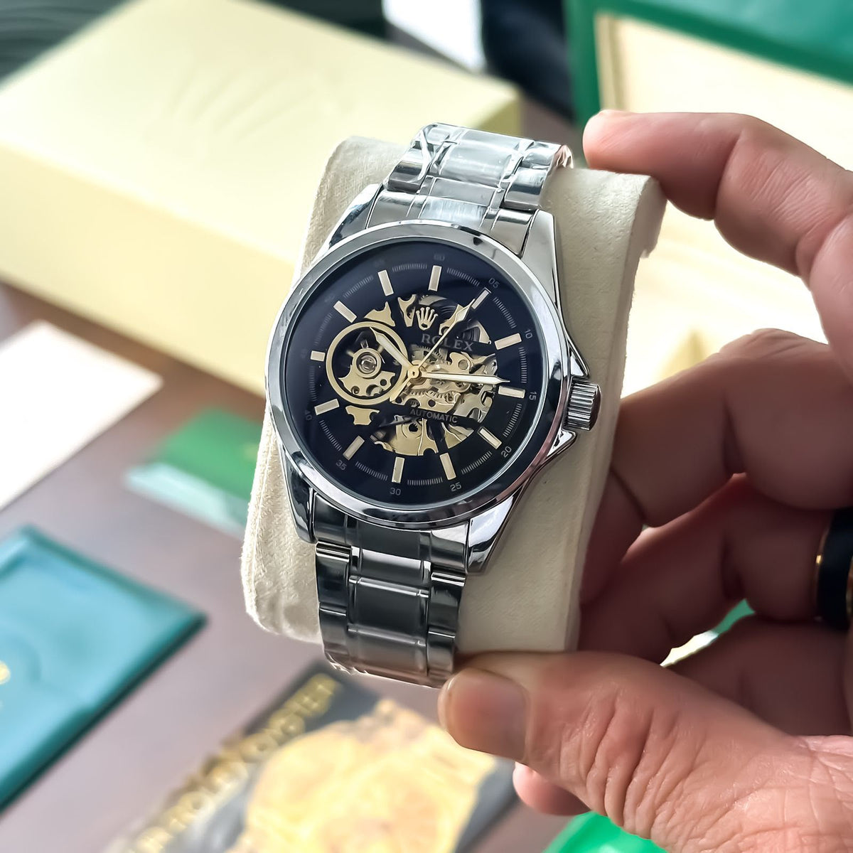 ROLEX CLASSIC SILVER BLACK (AUTOMATIC)