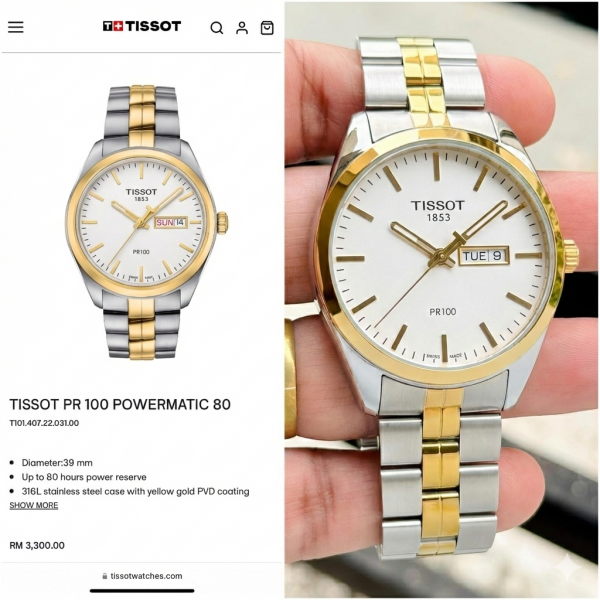 TISSOT 1853 PC100 DAY DATE WATCH