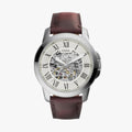 FOSSIL GRANT SILVER BROWN AUTOMATIC WATCH
