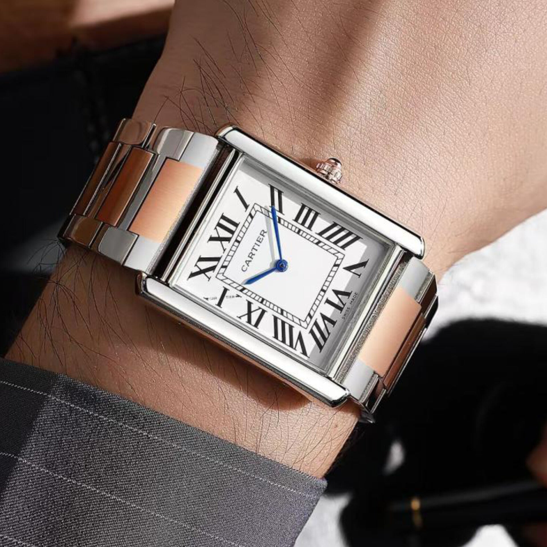 CARTIER TANK CLASSIC SILVER ROSE-GOLD