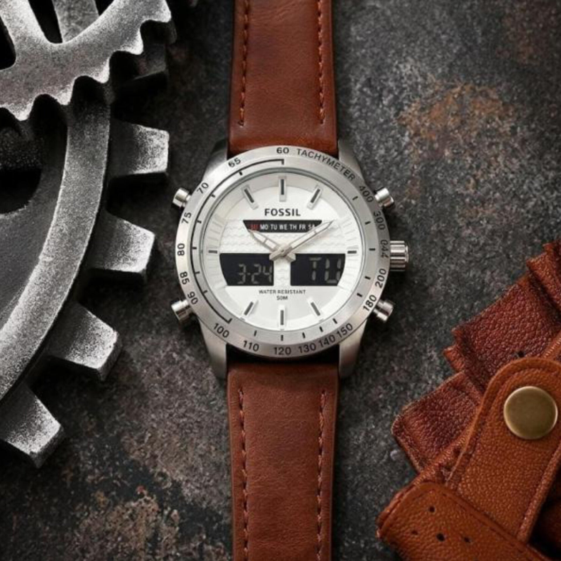 FOSSIL ANALOGUE DIGITAL WATCH