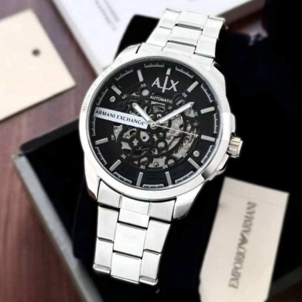 ARMANI EXCHANGE HAMPTON AUTOMATIC SILVER BLACK