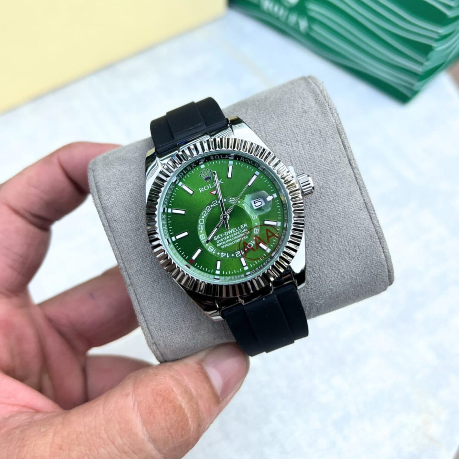 ROLEX SKY DWELLER SILVER GREEN (CELL MODEL)
