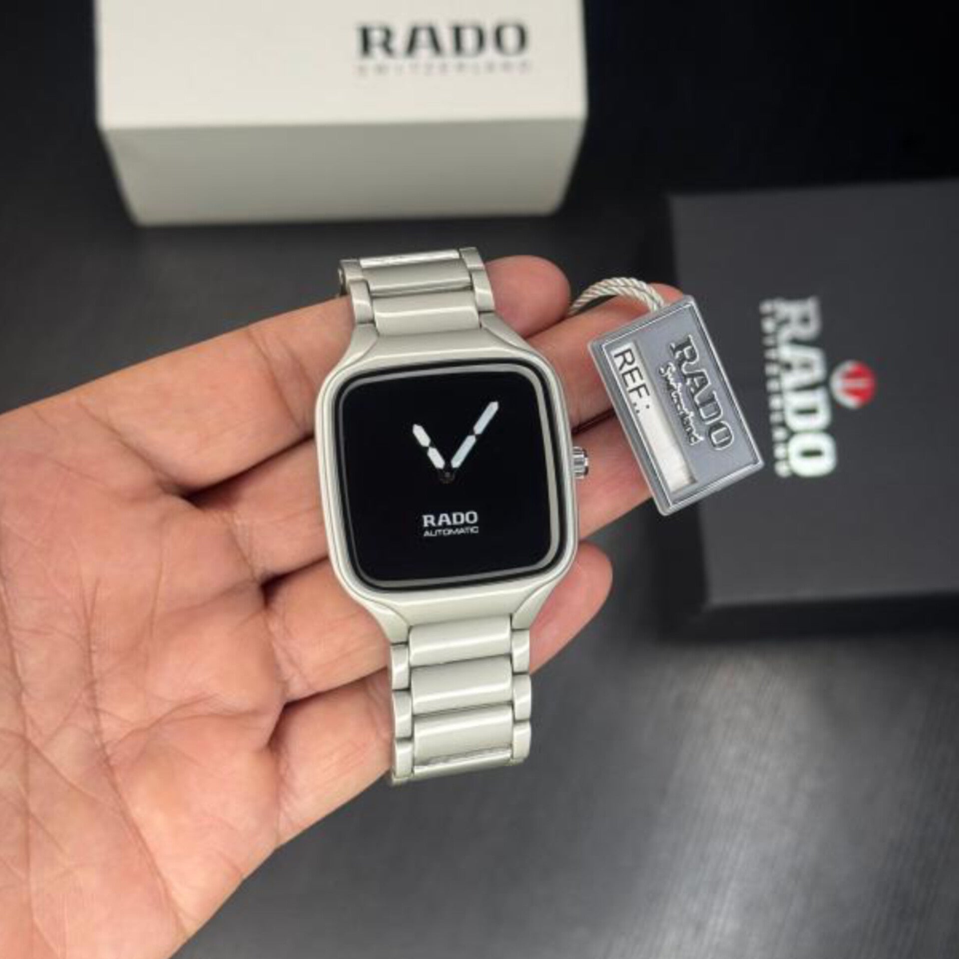 RADO TRUE SQUARE SILVER BLACK (CELL MODEL)