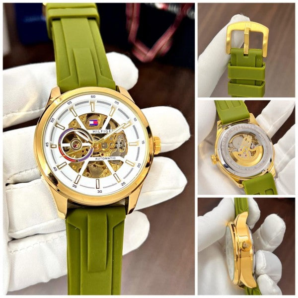 TOMMY HILFIGER SKELETON GREEN GOLD (AUTOMATIC)