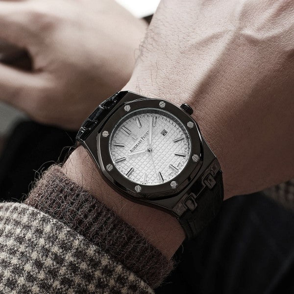 AUDEMARS PIGUET ROYAL OAK SILVER WITH LEATHER BELT